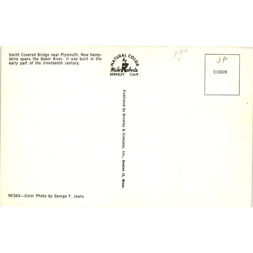 Smith Covered Bridge Postcard Travel Souvenir Unposted New Hampshire Vintage